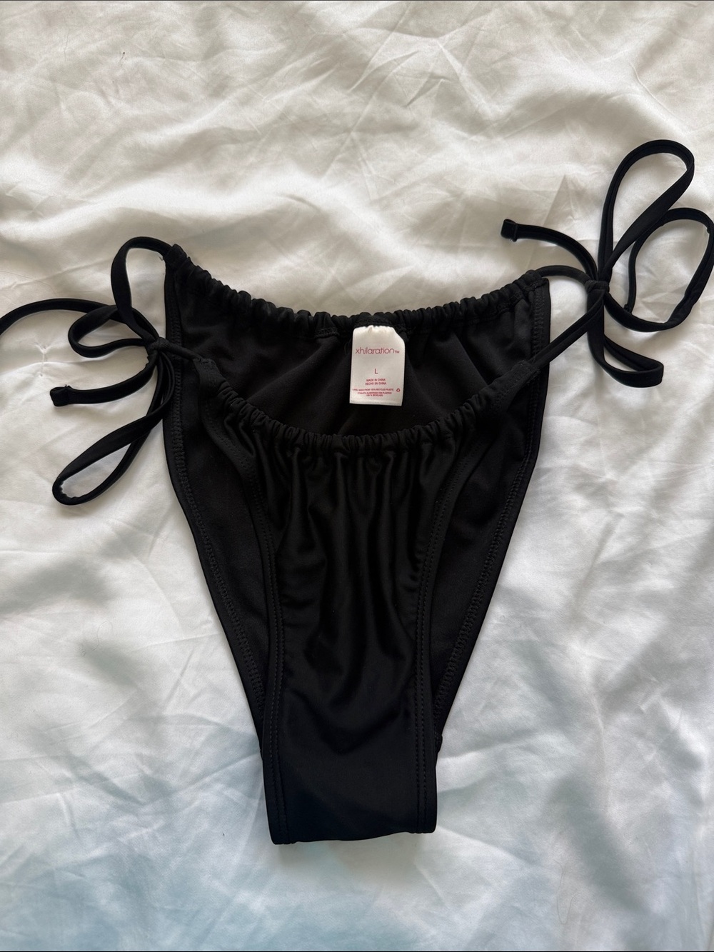 Xhilaration Bikini Bottoms Large Black String High Waisted Side Tie